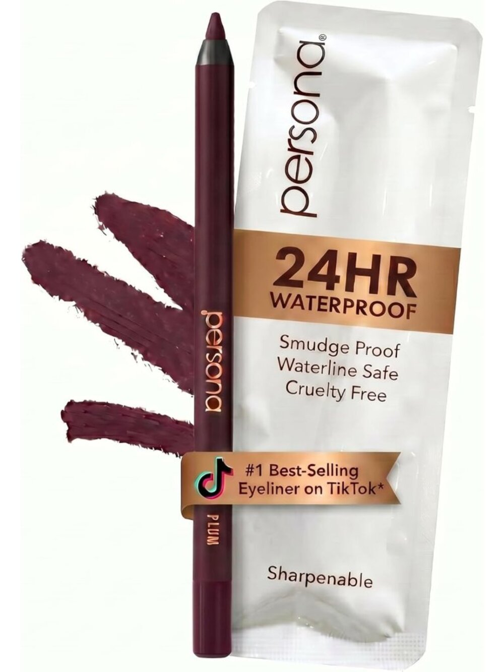 Waterproof Plum Eyeliner Pencil - 24HR Long-Lasting, Creamy & Sharpenable